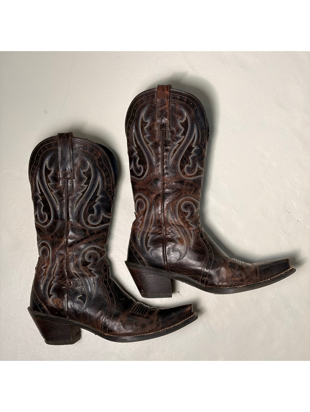 Ariat Western Boots Womens 7.5B Brown Leather Snip Toe Cowboy Show more lines